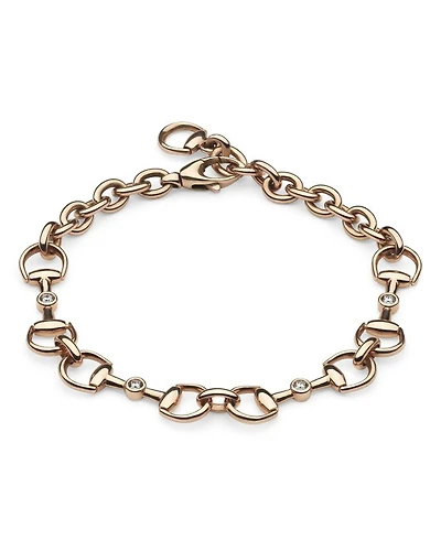 18K Rose Gold Horsebit Diamond Link Chain Bracelet