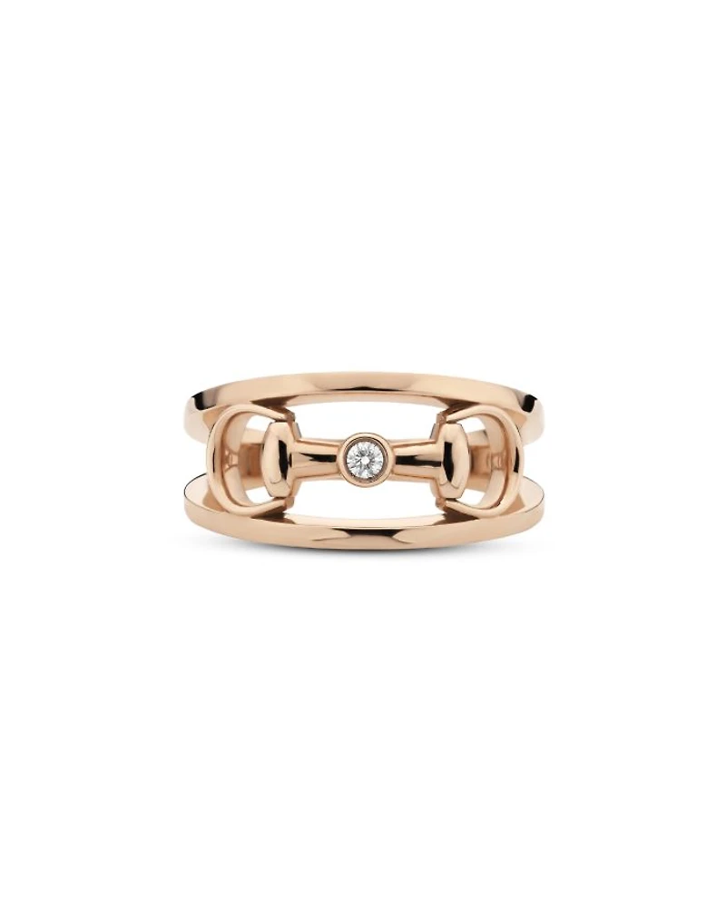 18K Rose Gold Horsebit Diamond Accent Openwork Ring