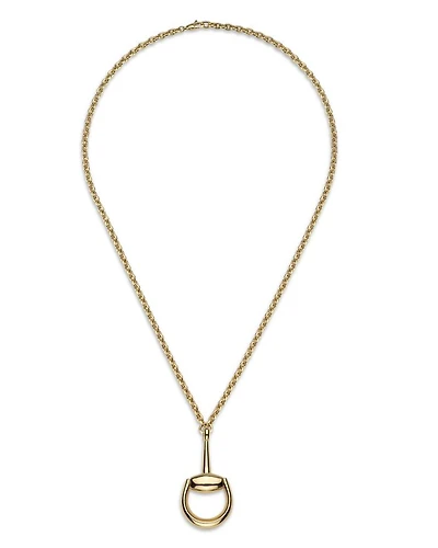18K Yellow Gold Horsebit Pendant Necklace, 20"