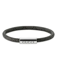 Sterling Silver Trademark Black GG Supreme Leather Bracelet