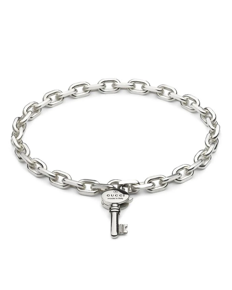Sterling Silver Trademark Key Charm Chain Link Bracelet