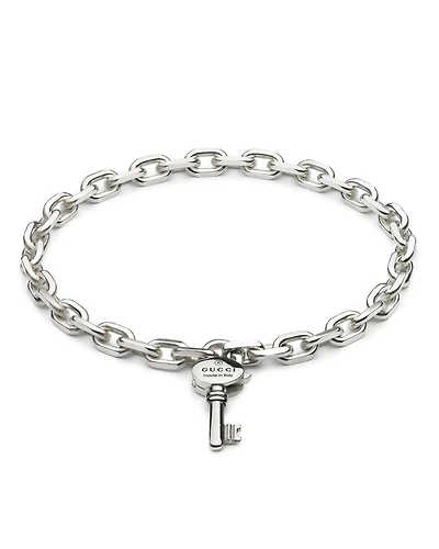 Sterling Silver Trademark Key Charm Chain Link Bracelet