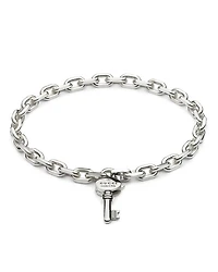 Sterling Silver Trademark Key Charm Chain Link Bracelet