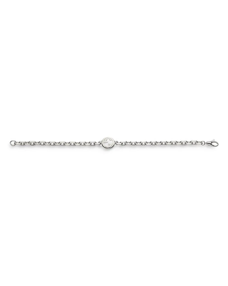 Sterling Silver Interlocking G Pendant Link Bracelet