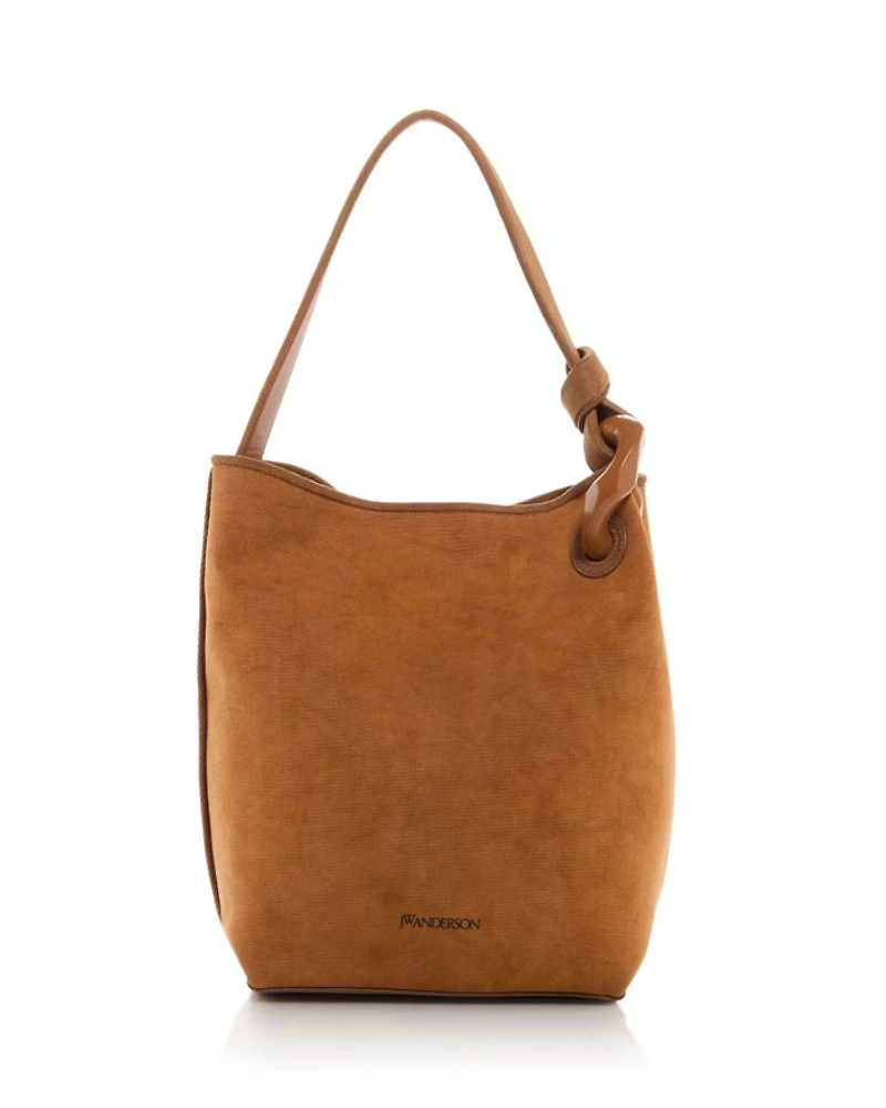 Corner Chain Canvas Bucket Bag