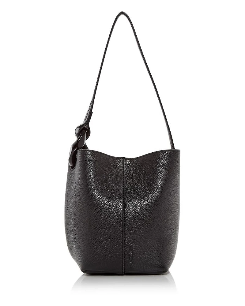 Corner Chain Small Leather Bucket Bag