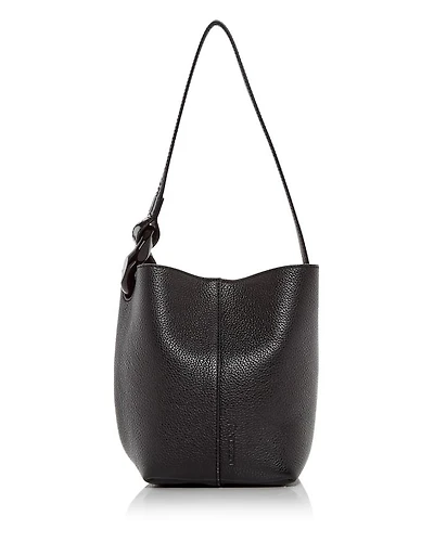 Corner Chain Small Leather Bucket Bag
