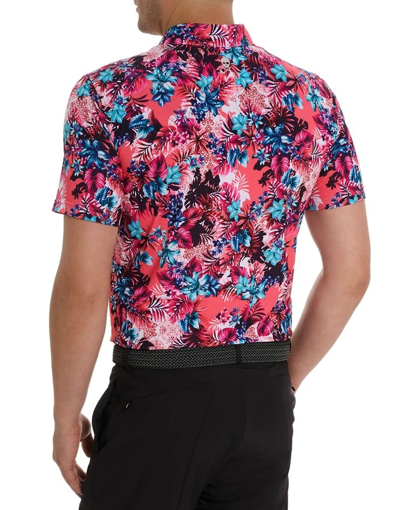 Island Time Floral Classic Fit Performance Polo Shirt