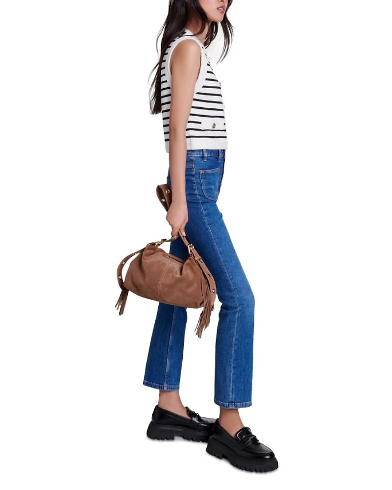 Melisse Striped Sleeveless Cardigan