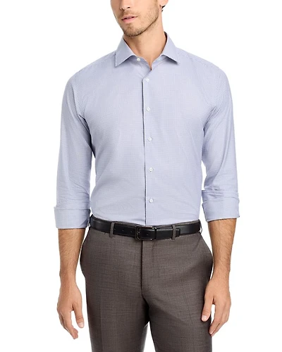 Impeccabile Cotton Micro Check Regular Fit Dress Shirt