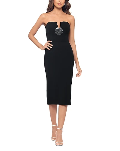 Aqua Scuba Crepe Flower Midi Dress - Exclusive