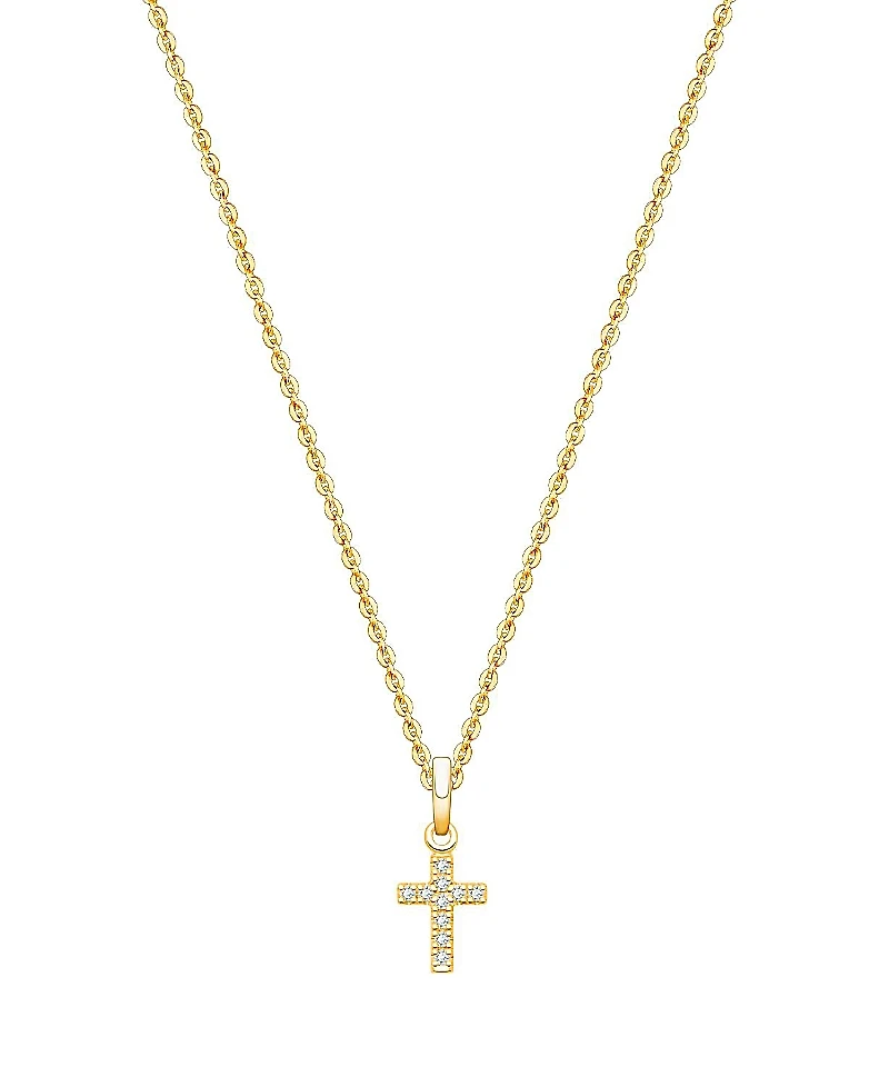 Tiny Blessings Unisex Children's 14K Gold Divine Light Cross 13-14 Necklace