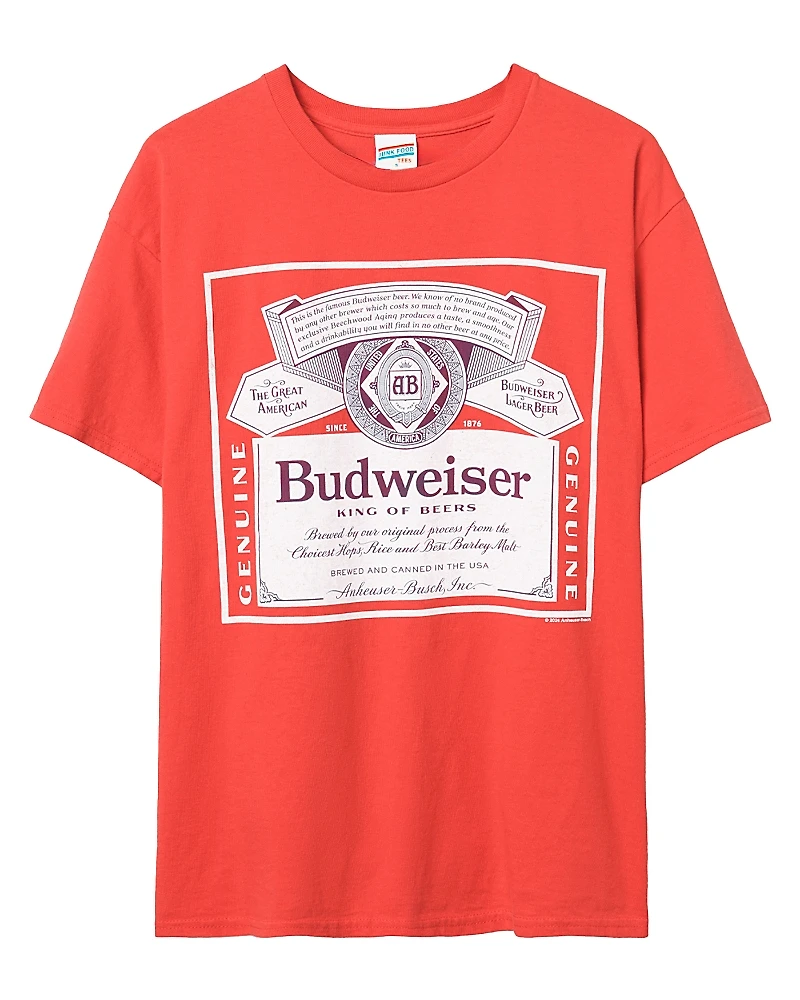 Junk Food Clothing Unisex Budweiser Label King of Beers Flea Market Tee