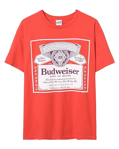 Junk Food Clothing Unisex Budweiser Label King of Beers Flea Market Tee