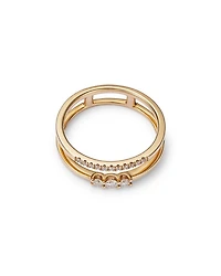 Diamond Round-Cut Open Double Band Ring in 14K Yellow Gold, 0.19 tcw