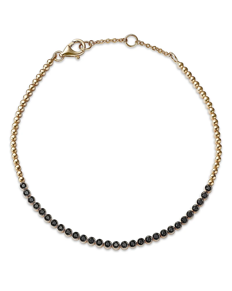 Bloomingdale's Fine Collection Black Diamond Bezel Bead Link Bracelet