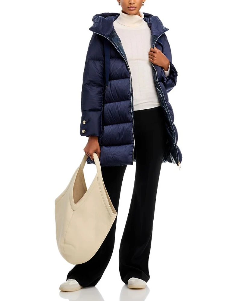 Sateen Quilted A Line Coat