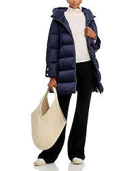 Sateen Quilted A Line Coat