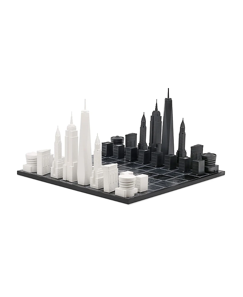 Skyline Chess Chess Set Acrylic New York Edition with Wood Map Board - Age 14+