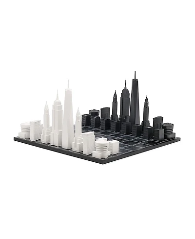 Skyline Chess Chess Set Acrylic New York Edition with Wood Map Board - Age 14+