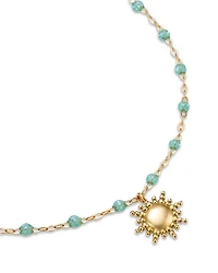 18K Yellow Gold Classic Sun & Resin Bead Link Bracelet