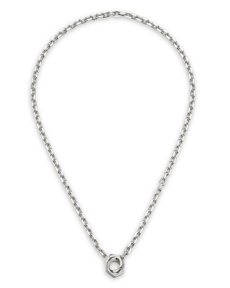 Sterling Silver Trademark Hexagon Interlocking Links Statement Necklace, 20"
