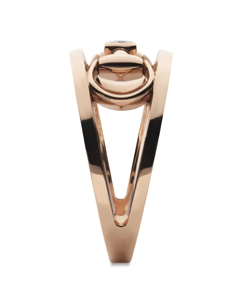 18K Rose Gold Horsebit Diamond Accent Openwork Ring
