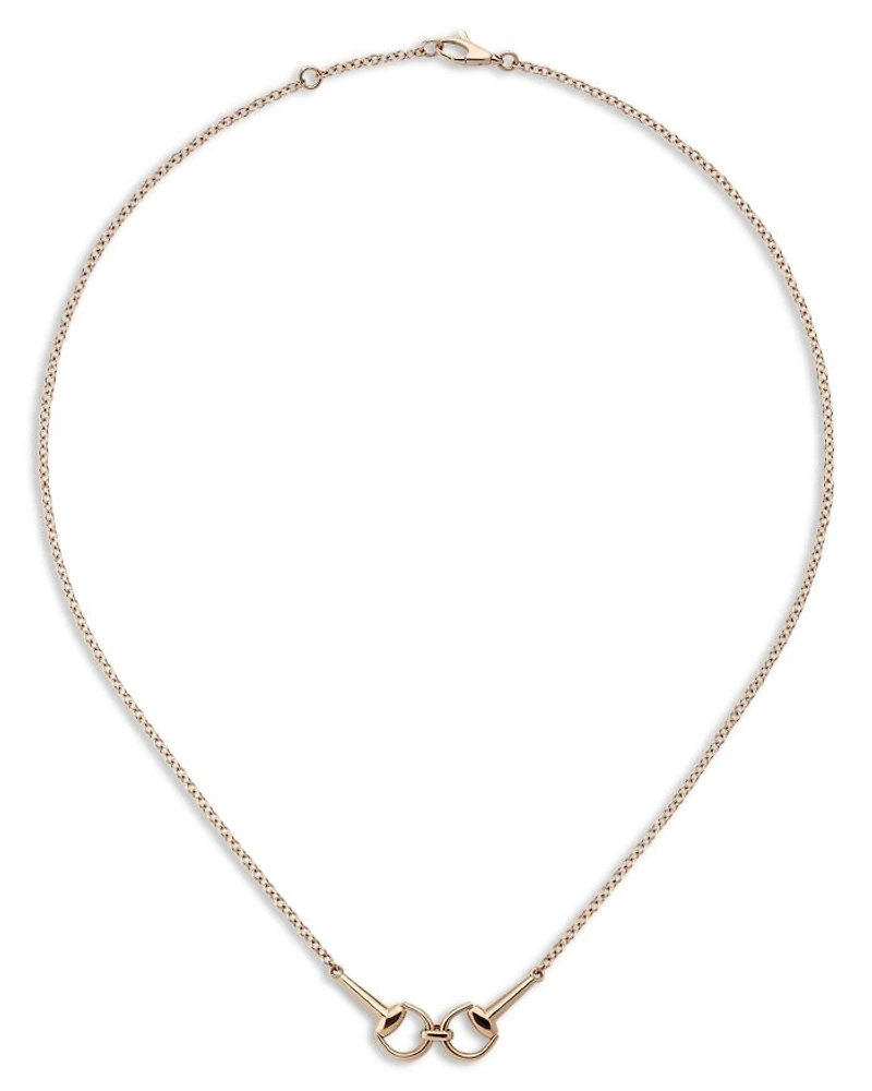 18K Rose Gold Horsebit Diamond Accented Collar Necklace, 15-16"