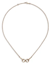 18K Rose Gold Horsebit Diamond Accented Collar Necklace, 15-16"