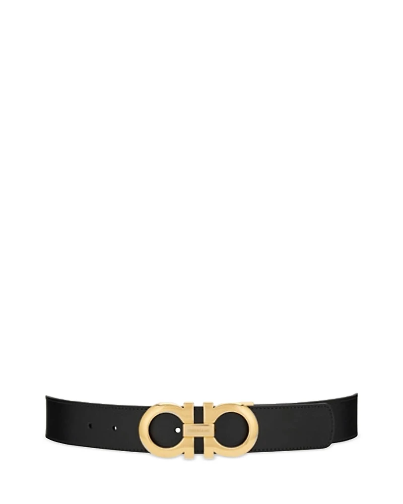 Salvatore Ferragamo Men's Double Gancini Reversible Smooth Leather Belt