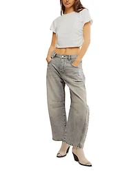 We The Free Good Luck Mid Rise Barrel Jeans Falcon Grey