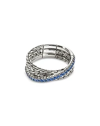 Sterling Silver JH Essentials Blue Sapphire Pavé Crossover Statement Ring