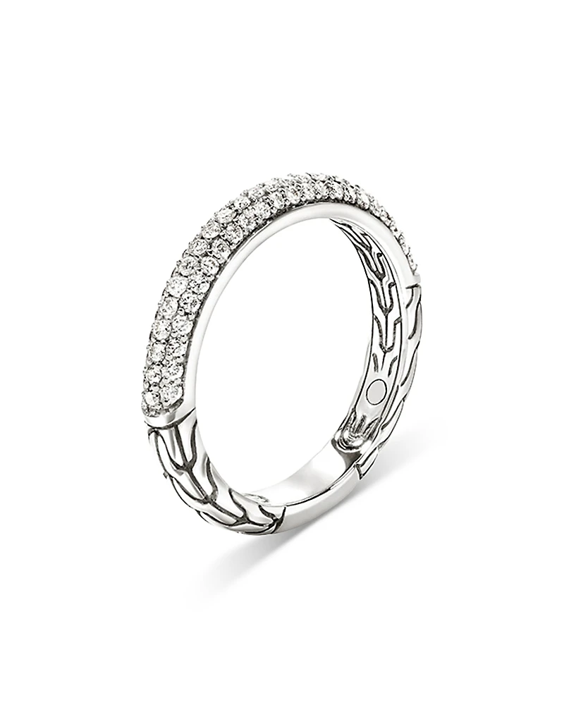 John Hardy Sterling Silver Jh Essentials Pave Diamond Band Ring