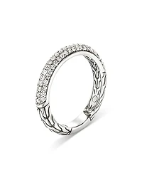 John Hardy Sterling Silver Jh Essentials Pave Diamond Band Ring
