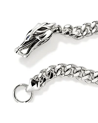 Sterling Silver Naga Blue Sapphire Snake Curb Link Bracelet