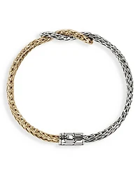 14K Yellow Gold & Sterling Silver Love Knot Woven Chain Statement Bracelet