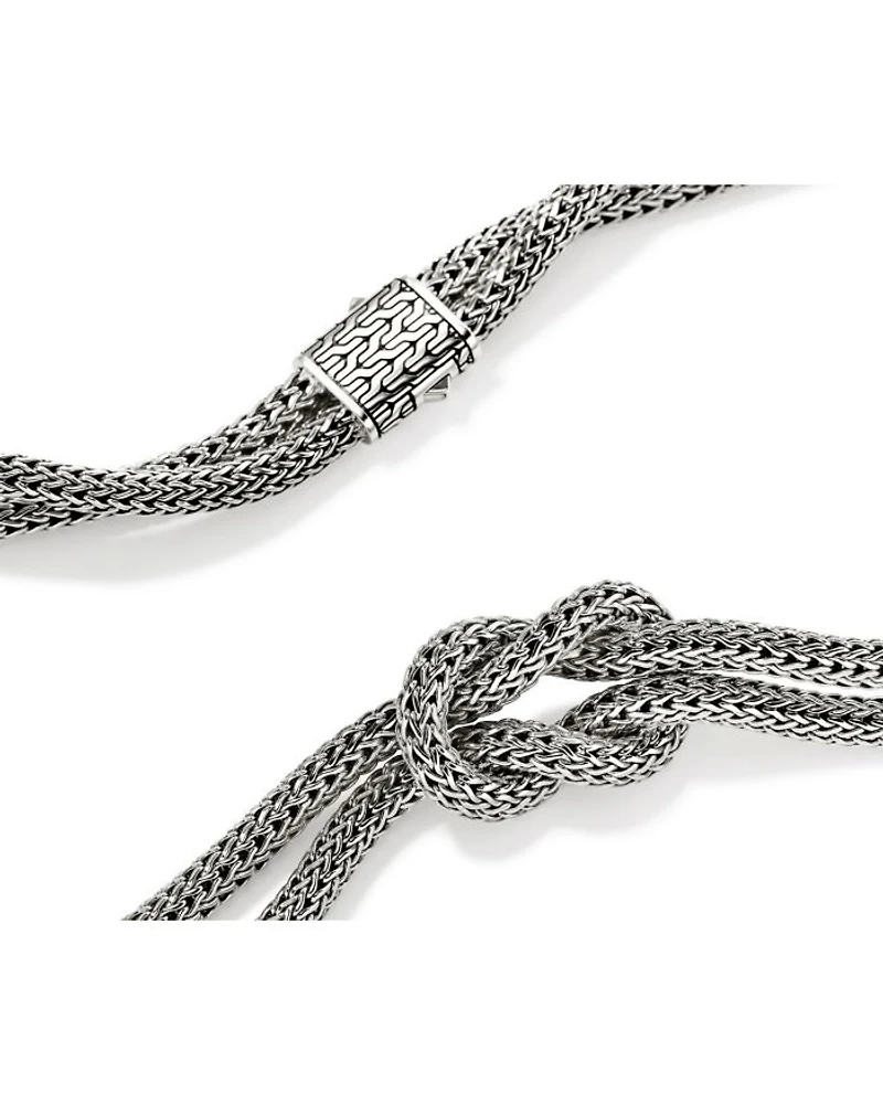 Sterling Silver Love Knot Double Woven Chain Statement Necklace, 16"