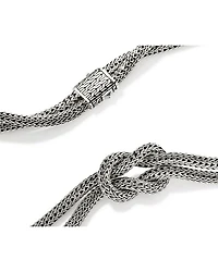 Sterling Silver Love Knot Double Woven Chain Statement Necklace, 16"