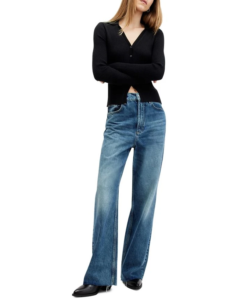 Blake Mid Rise Wide Leg Jeans Dark Indigo