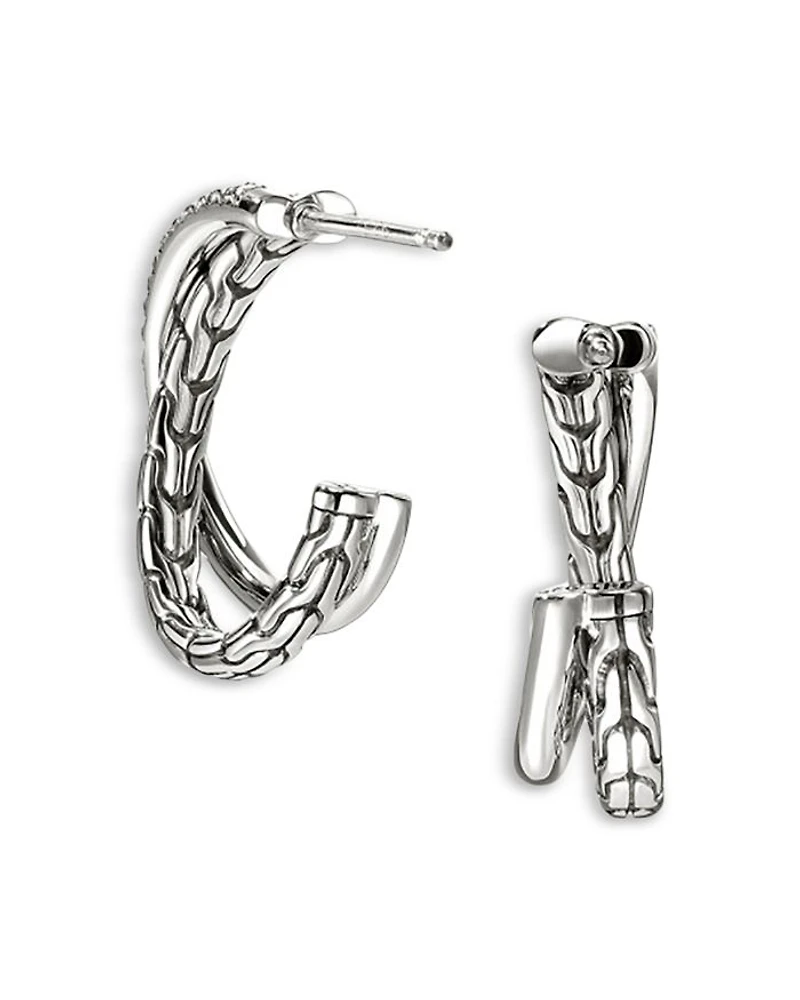 Sterling Silver JH Essentials Diamond Pavé Crossover Earrings, 0.28 tcw
