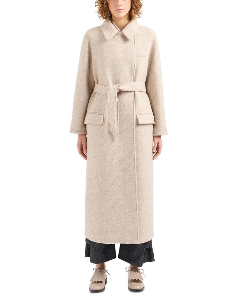 Wool Melange Belted Trench Coat
