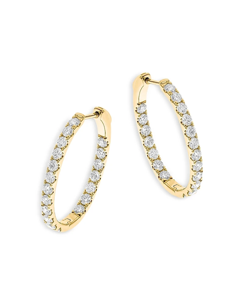 Bloomingdale's Fine Collection 14K Yellow Gold Diamond Oval Hoop Earrings