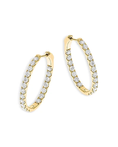 Bloomingdale's Fine Collection 14K Yellow Gold Diamond Oval Hoop Earrings
