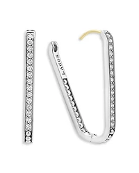 14K Yellow Gold & Sterling Silver Caviar Spark Diamond Medium Oval Hoop Earrings