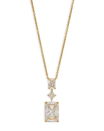 Rare Jewels Cubic Zirconia Pendant Necklace 18K Gold Plated, 16"-18"