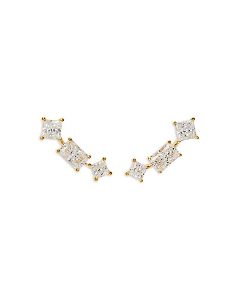 Rare Jewels Cubic Zirconia Climber Earrings in 18K Gold Plated
