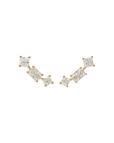 Rare Jewels Cubic Zirconia Climber Earrings in 18K Gold Plated