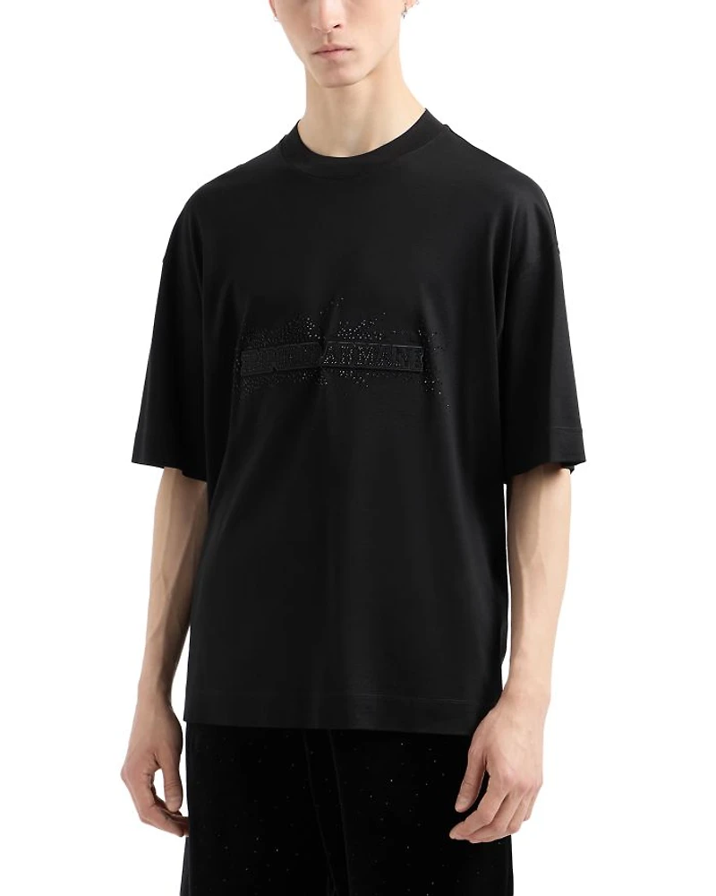 Rhinestone Embellished Logo Tee