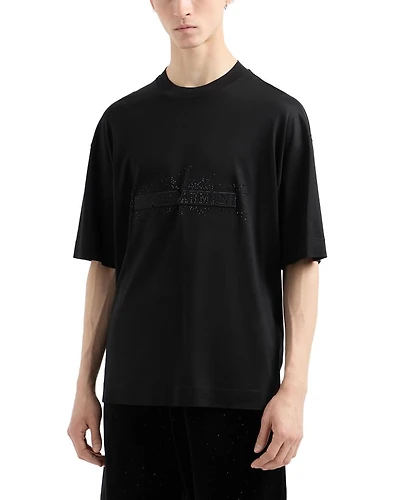 Rhinestone Embellished Logo Tee