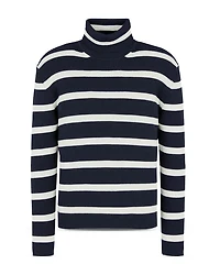 Striped Ribbed Turtleneck Sweater